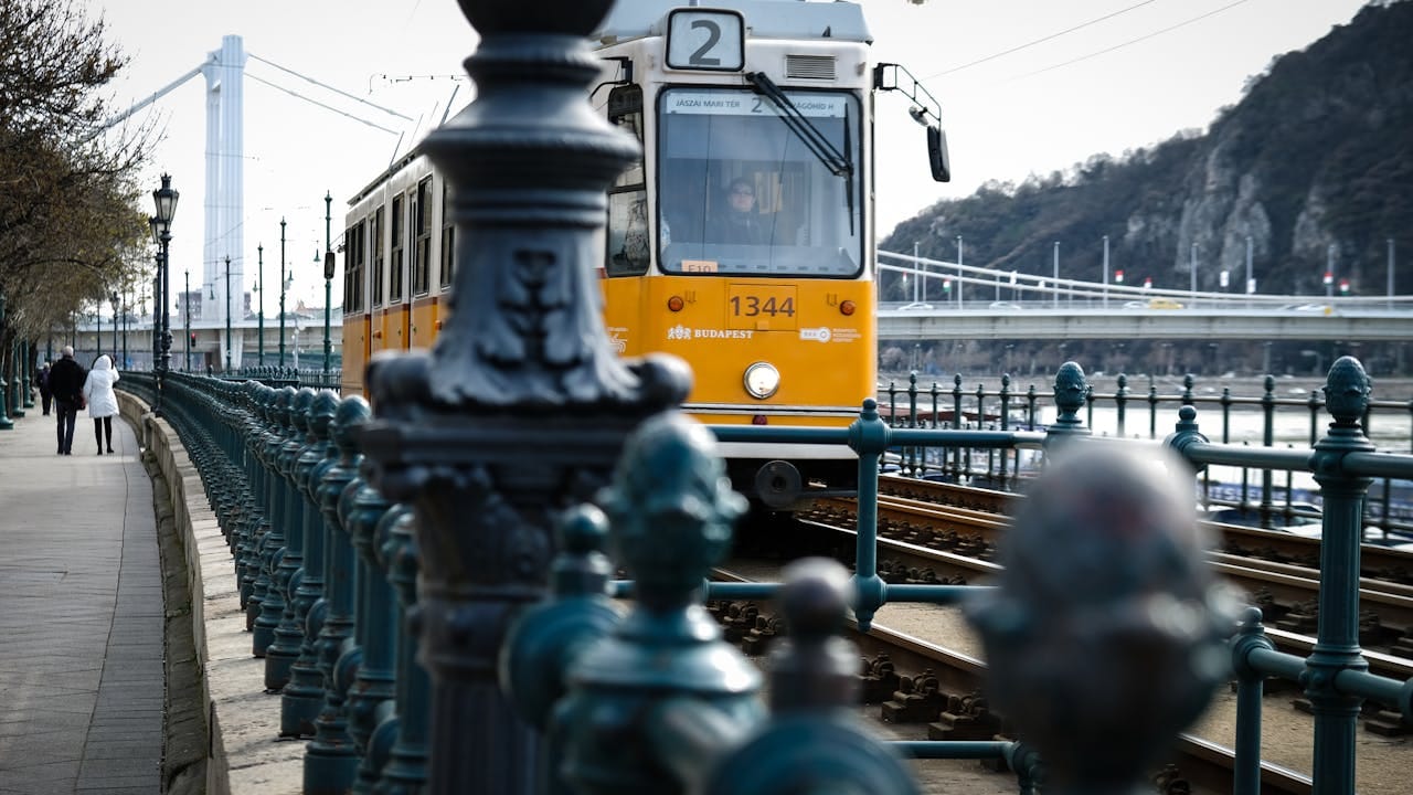 Budapest street with tram