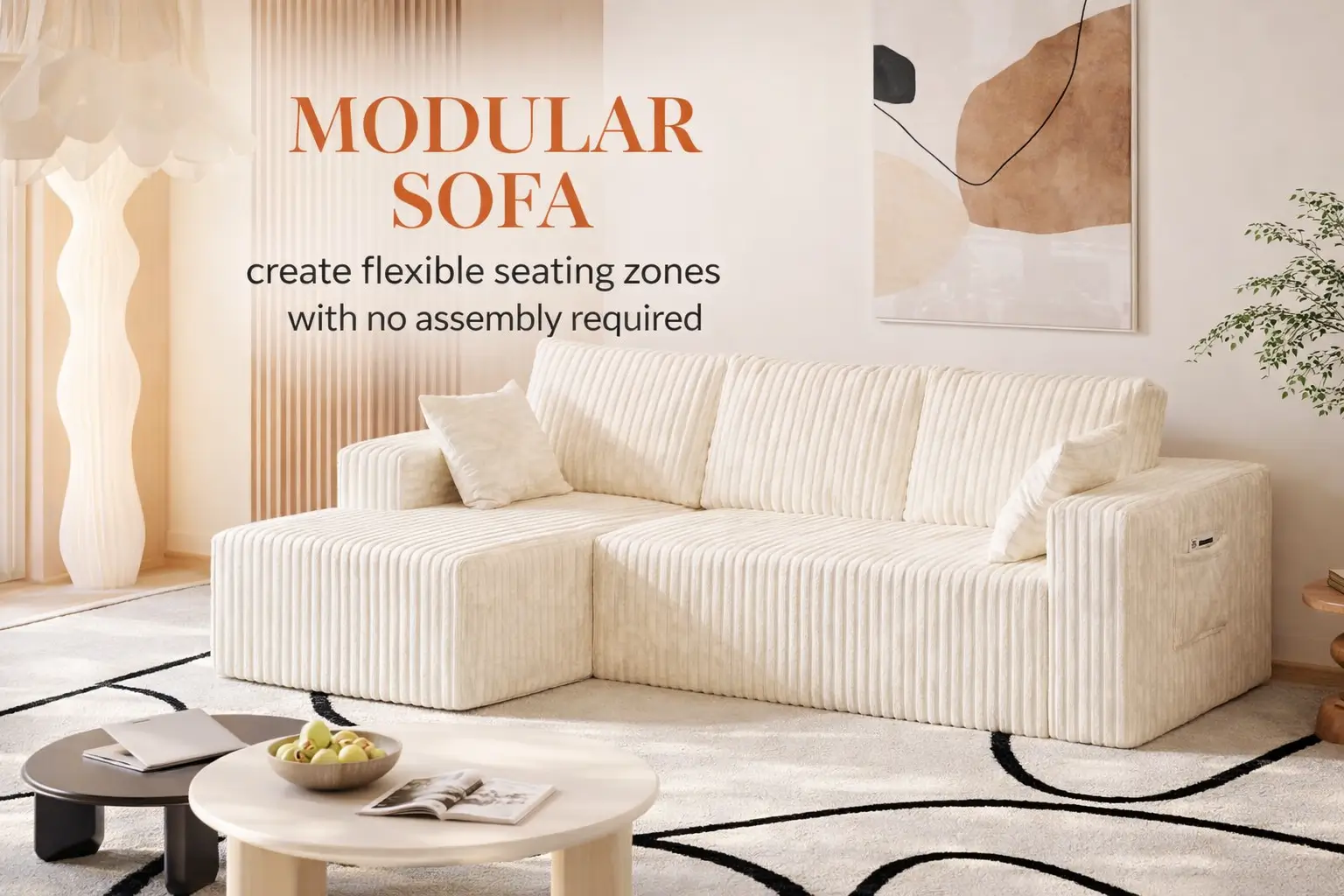 96LShapeSectionalBonelessCouch35DSpongeComfy3SeatSofaCloudThickenedFlannelModularCouchesLivingRoomNoAssemblyDeepSeatOversizedChaiseWhite96LeftChaise