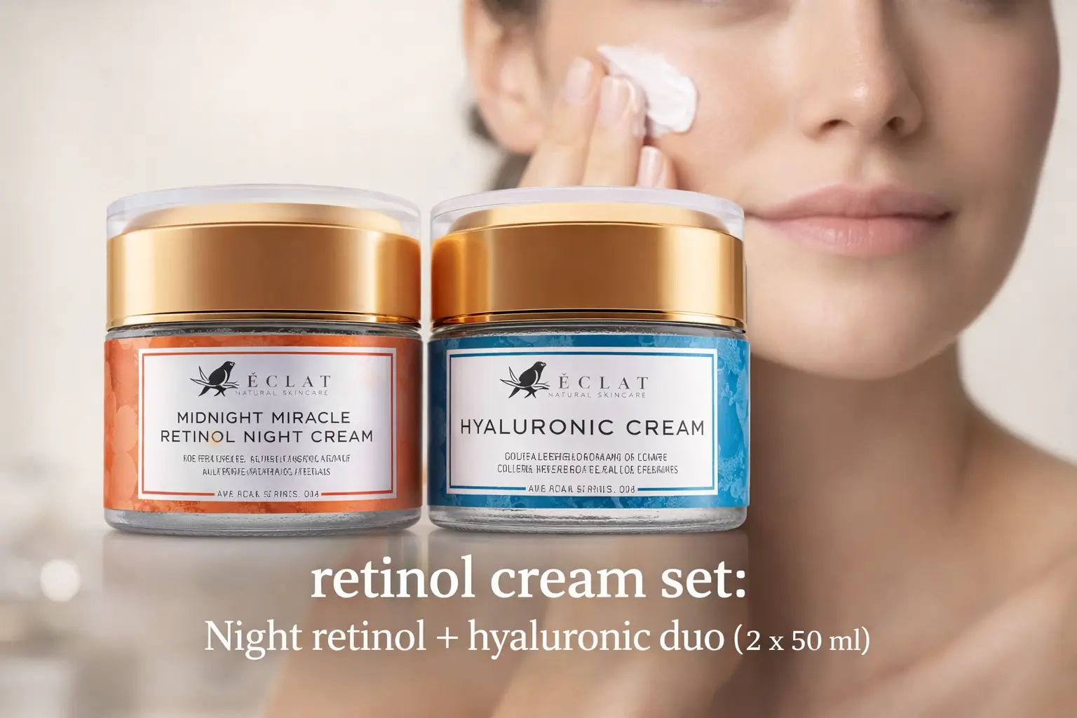 eclat-skincare-retinol-night-cream-hyaluronic-acid-cream-set-retinol-moisturizer-ceramide-vitamin-b5-anti-aging-firming-deep-moisture-duo-50ml-each