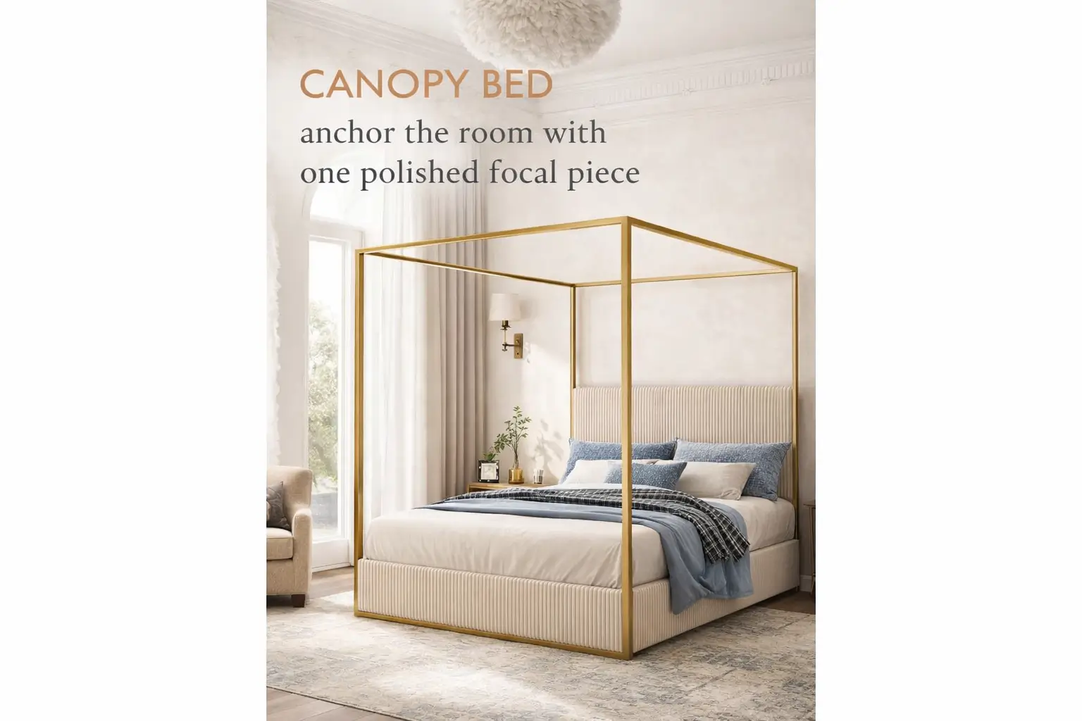 four-poster-queen-bed-frame-modern-metal-canopy-design-tall-upholstered-headboard-luxury-master-bedroom-furniture-beige-gold-queen