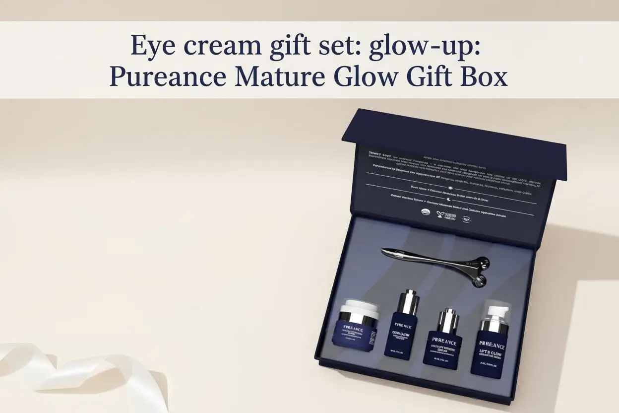 pureance-mature-glow-gift-box-beauty-skin-care-set-for-women-bakuchiol-plumping-serum-dark-spot-corrector-under-eye-cream-hydrating-serum-derma-roller-facial-skincare-routine