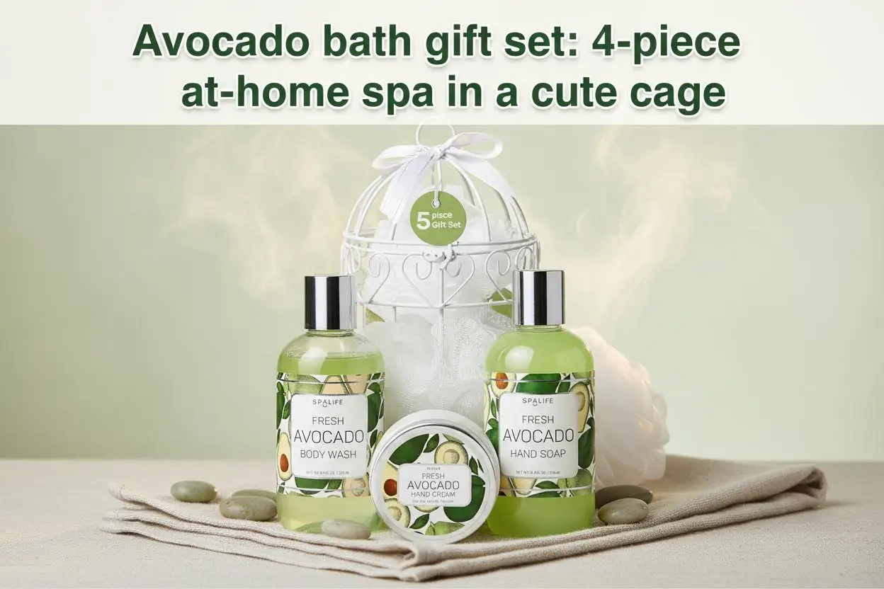 spalife-avocado-bath-and-shower-4-piece-gift-set-in-bird-cage-body-wash-hand-soap-hand-cream-and-sponge-for-the-ultimate-luxurious-at-home-spa-the-perfect-easter-bath-gift-for-women